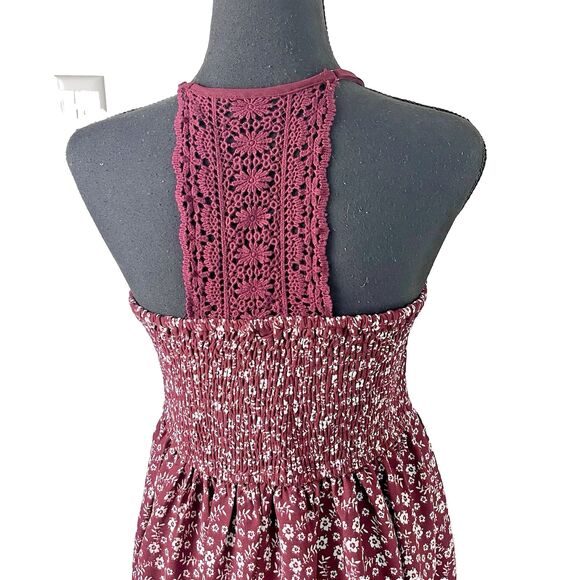 Womens Xhilaration Babydoll Crochet Back Dress Size M Floral Hippie Festival Y2K - Picture 2 of 7